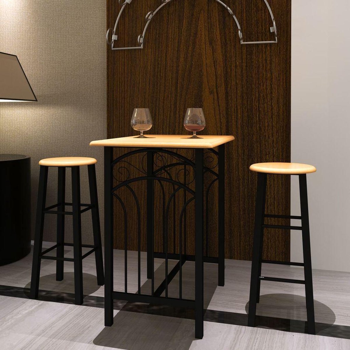 Verwonderend bol.com | vidaXL - Set tafel en stoelen Bar met barkrukken (2 stuks) YS-98