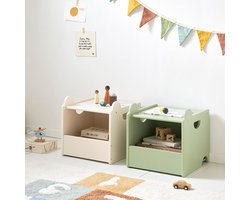 Petite Amélie Set van 2 stapelbare houten speelgoedkisten Arc-en-Ciel - Groen en Beige