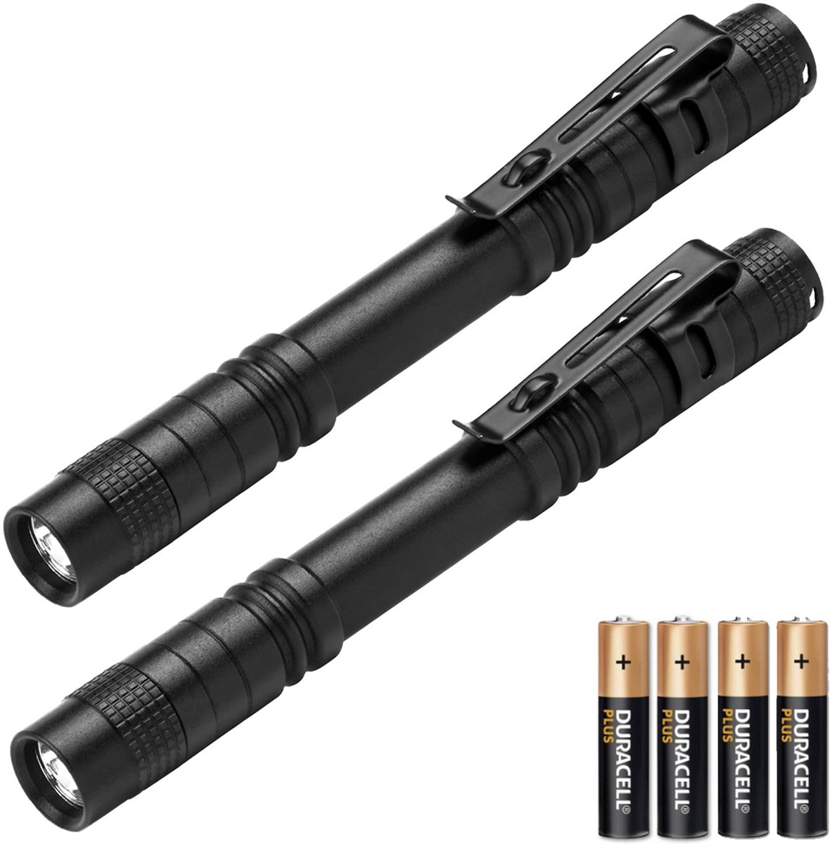 TRANSNECT Noodpakket Zaklamp - Militaire Zaklamp - 2 Stuks Zaklampen LED - IPX4 Waterdicht - Zwart