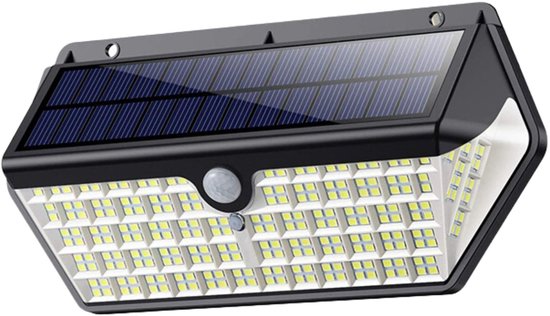 AXIMO Solar Buitenlamp met Bewegingssensor – 266 LEDs - Tuinverlichting op zonne energie – Wandlamp Buiten met 3 standen - Sensor Dag & Nacht – Buitenverlichting 2500 lumen