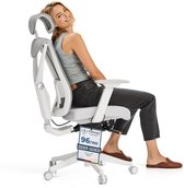 Desktronic SitPro Ergonomische Bureaustoel - Bureaustoelen voor volwassenen - Bureau stoel voor kantoor, gaming - 5D lendensteunsysteem - Armleuningen 4D - Rugleuning 90° tot 135° - heeft BIFMA en .IGR ergonomiecertificering - Grijs