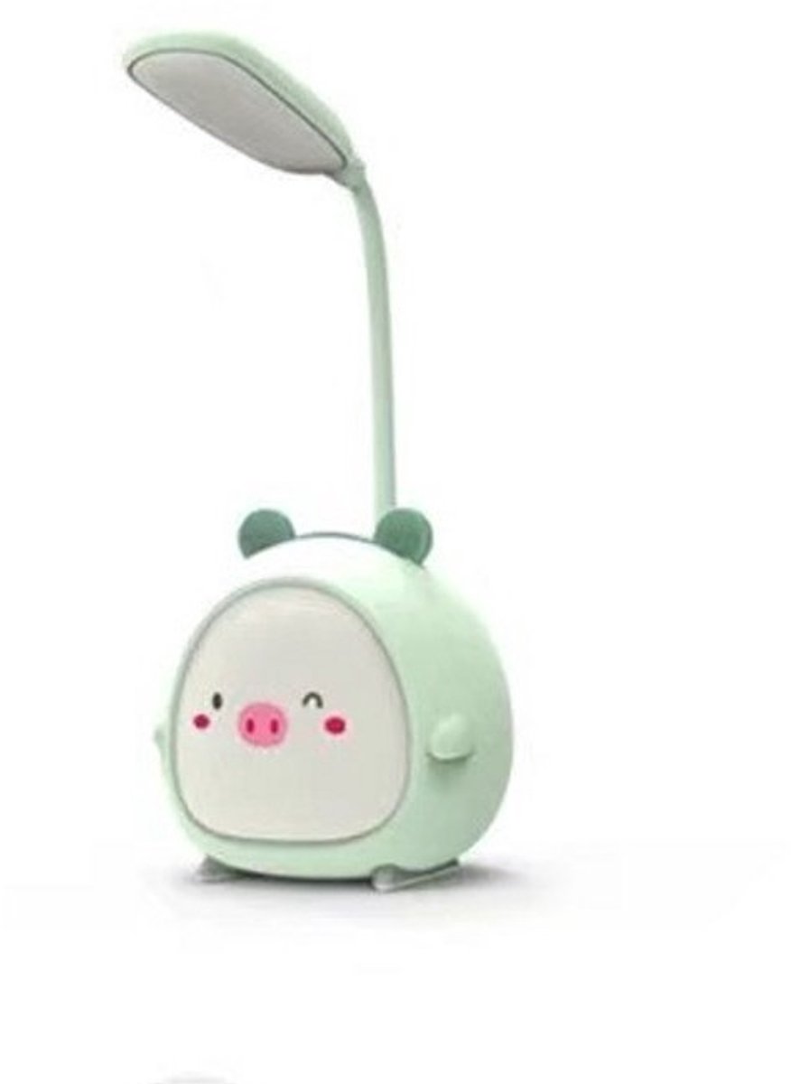 Dailyiled - kinder nachtlamp - cartoon - 3 standen - draaibaar - varken - groen