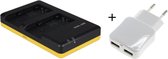 Huismerk Duo lader voor 2 camera accu's Panasonic VW-VBT190 en VW-VBT380 + handige 2 poorts USB 230V adapter