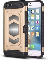 Ntech hoesje Geschikt voor iPhone 6 / 6S Luxe Armor Case met Pashouder - Goud