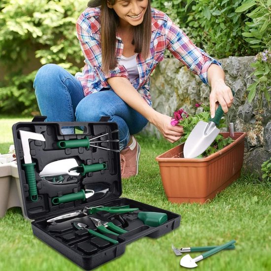 Tuingereedschapset - 10-Delige Premium Tuingereedschap Set met Opbergkoffer - Snoeischaar- Tuinset - Snoeischaar - Bloemenschaar - Voegenborstel - Plantenspuit - Hark - Tuin - tuingereedschap van Garden Prime — afbeelding 5
