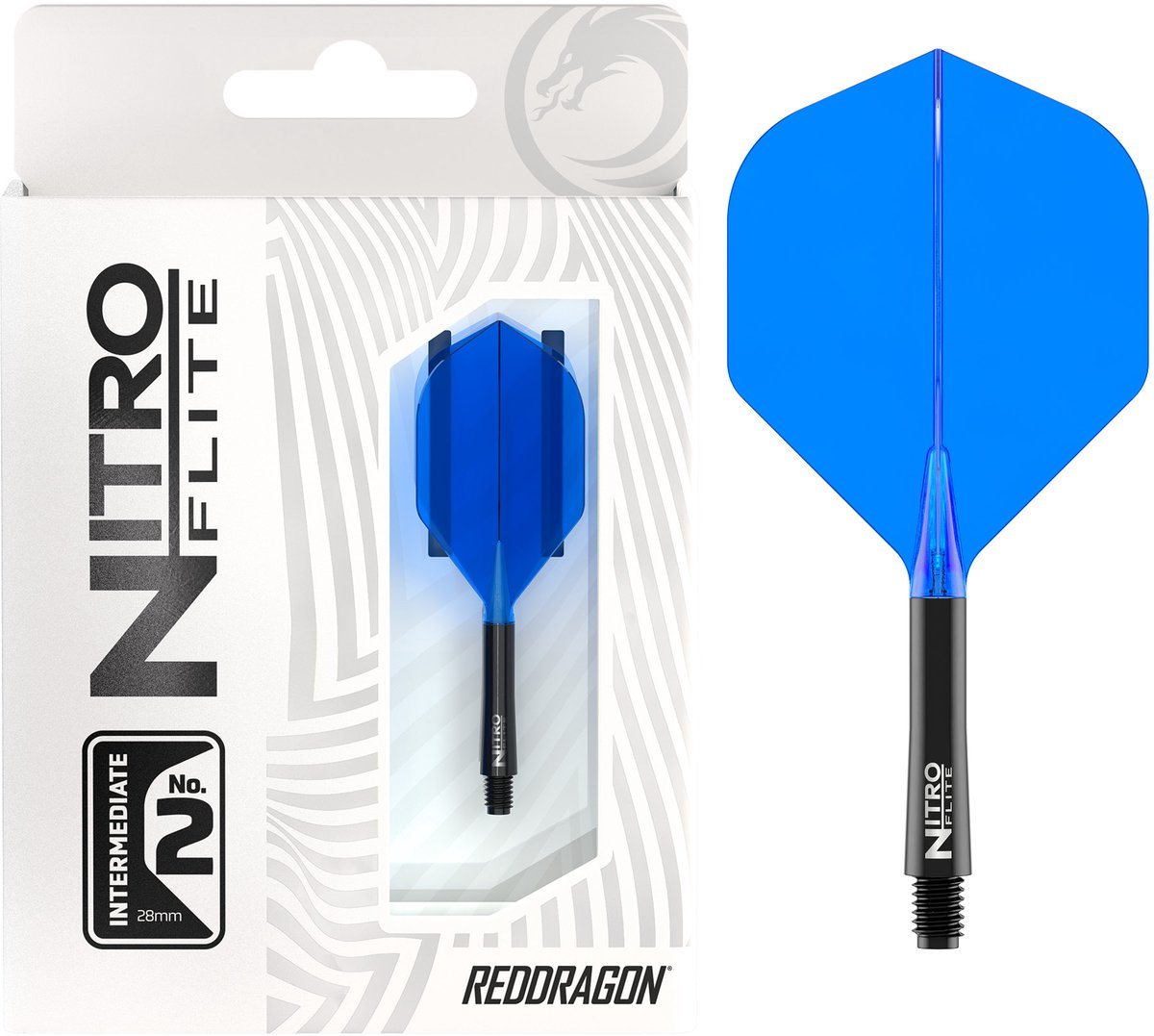 RED DRAGON Darts - Nitro Flite Flight & Shaft - Zwart/Blauw - Intermediate