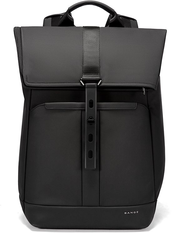 Bange Luxe Rolltop Laptop Rugzak - Rugtas dames en heren - Schooltas - Handbagage - Waterdicht - Zwart