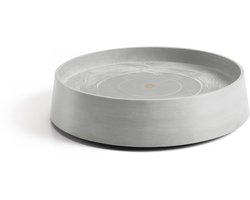 Ecopots Saucer Wheels Oslo - White Grey - Ø41 x H9,5 cm - Ronde witgrijze onderschotel op wielen met waterreservoir
