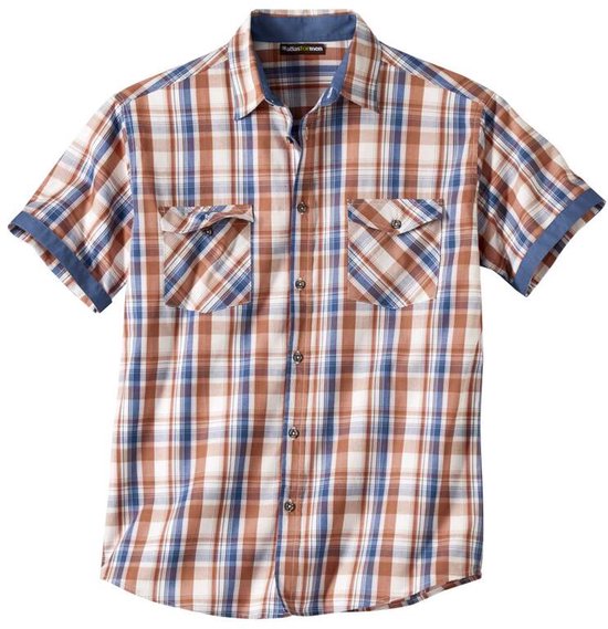 ATLAS FOR MEN - Geruit overhemd van popeline - Heren - Verkrijgbaar in grote maten - XL