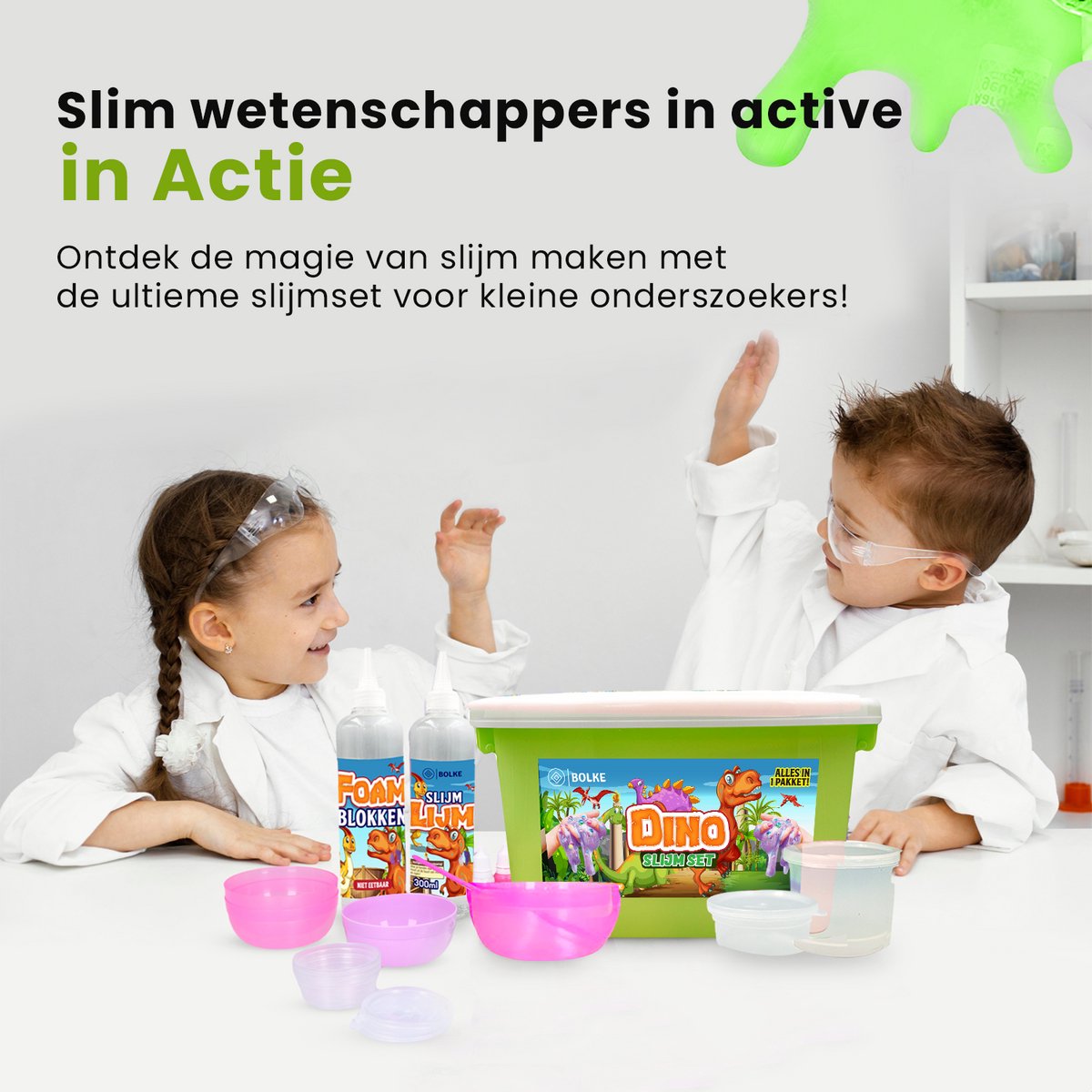 Bolke® - slijm - dinosaurus slijmset - dinosaurus speelgoed - dinosaurus - slijm maken - slime - slijmpakket - slijm maken voor kinderen — cadeau in Spellen & Speelgoed - foto 5