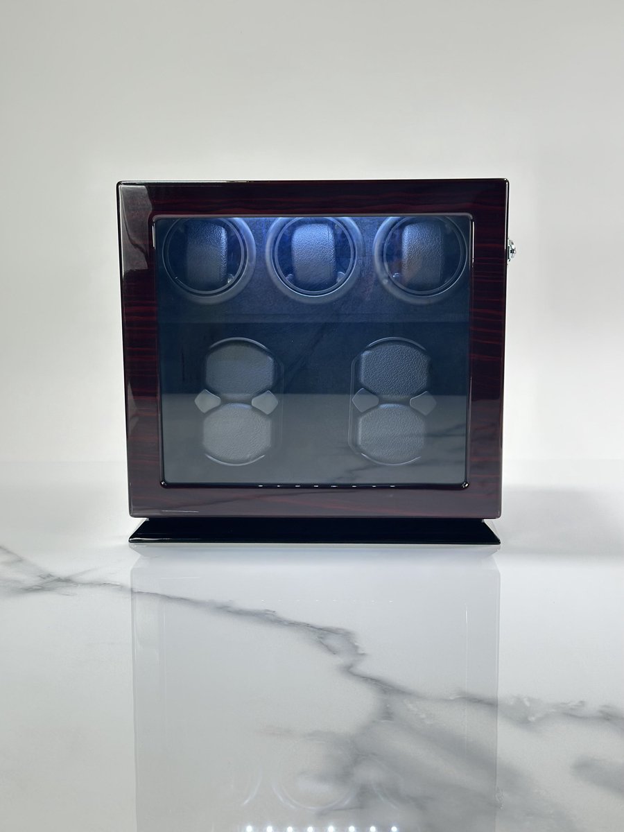 Leader Luxe Watchwinder voor 7 horloges - Met interieurverlichting - Horloge opwinder - horloge box - Ebony zwart