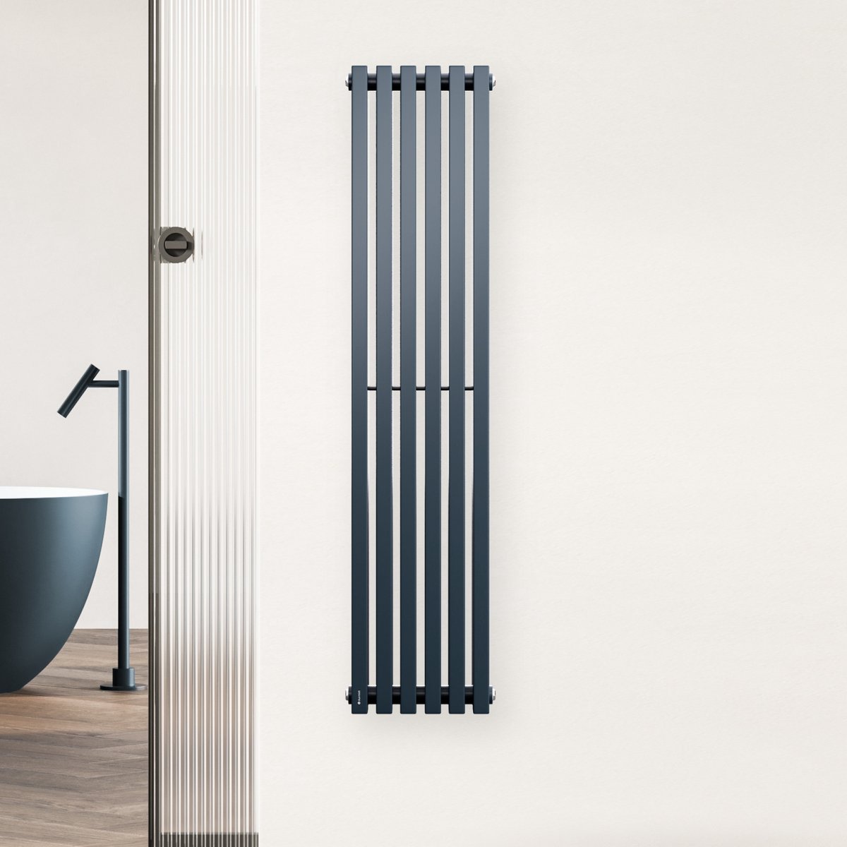 Blumfeldt Radiator - 942W Wandradiator met Verticale Verwarmingsbuizen, Modern Stalen Ontwerp, Centrale Aansluiting, Efficiënte Warmteverdeling, 25x120 cm, Antraciet