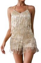 Robe mini-combinaison sexy - Pompons - Fête et célébration - Dos nu - Érotique - Goud