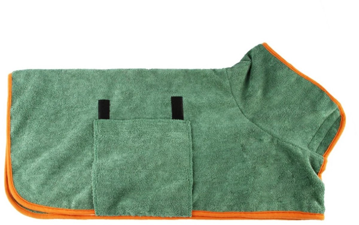 WiseGoods Premium Microvezel Hondenbadjas - Badjas Honden Maat L - Ruglengte 60CM - Klittenbandsluiting - 24-35KG Hond - Groen