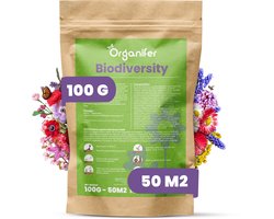 Wildbloemenmengsel - 62 Soorten (100g, 50m2) - Wilde Bloemenzaad Mengsel Meerjaars - Wilde Bloemen - Wilde Bloemen Zaad - Inheemse Bloemenzaden - Veldbloemen Zaad - Bevordert Biodiversiteit - Trekt Vlinders & Bijen - Organifer