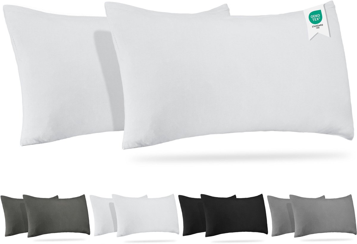 Barbons kussensloop 40x70 set van 2 - Jersey 165 g/m² kussenhoes - 100% Katoen - wit