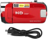 1080P Digitale Camera 16MP – 2.4 Inch Draaibaar Scherm met 16x Zoom en Vullicht – HD Video Recorder met Oplaadfunctie, Selfie Mode & Externe Microfoon Ondersteuning - Camcorder - Videocamera - Rood