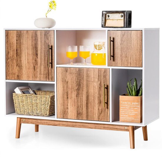 Buffet 3 portes COSTWAY avec compartiments de rangement, meuble TV moderne, buffet multifonctionnel idéal pour la maison et le bureau