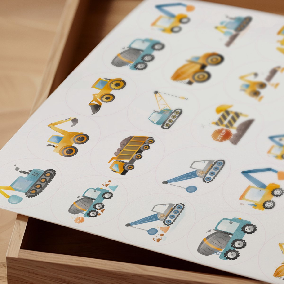 Stickers speelgoed Graafmachine cartoon gele kinderen machine