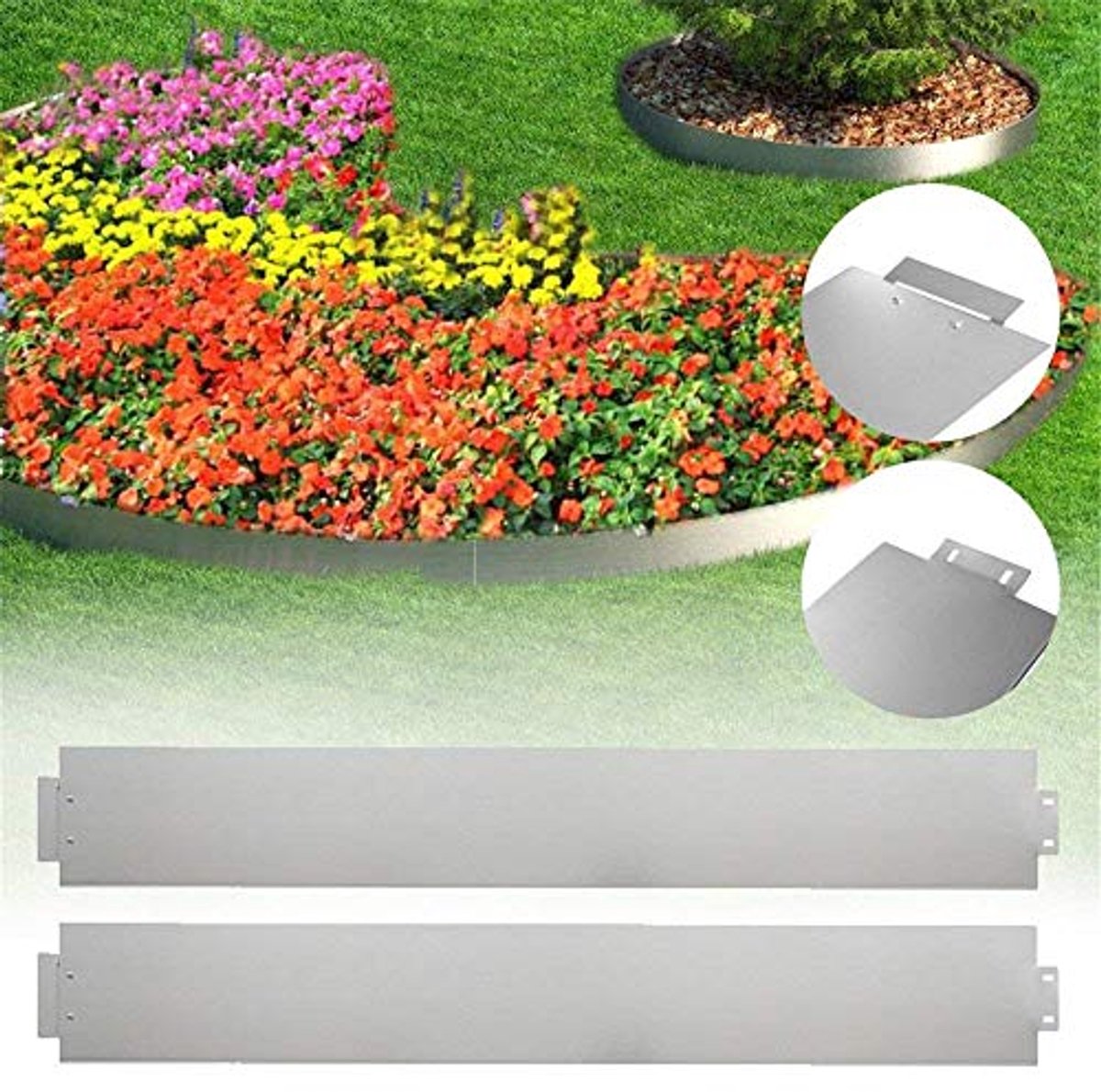 Aufun 5 stuks Gegalvaniseerde metalen rasenkante, 100 cm x 15 cm hek, Beetum rand
