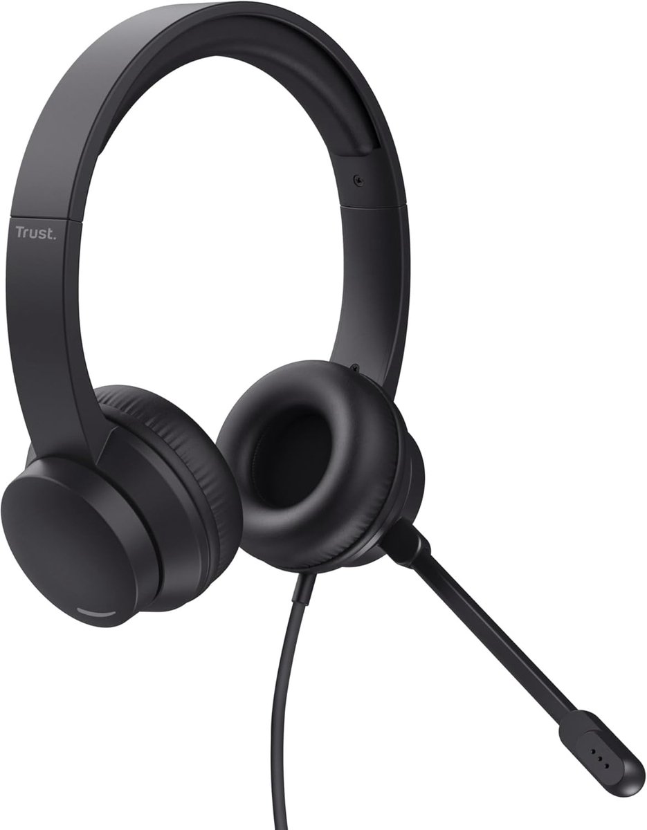 Lichtgewicht On-Ear Headset met Microfoon voor PC, Laptop en Thuiswerken - 1.8m Kabel, Verstelbare Hoofdband, Geschikt voor Skype, Teams, Zoom