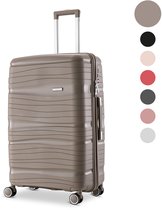 SKYCASES Travelin' Charm – 28-inch Grote Reiskoffer - Cijferslot - 41x24x69 cm - 98L - Lichtgewicht, Waterdicht & Duurzaam - Champagne