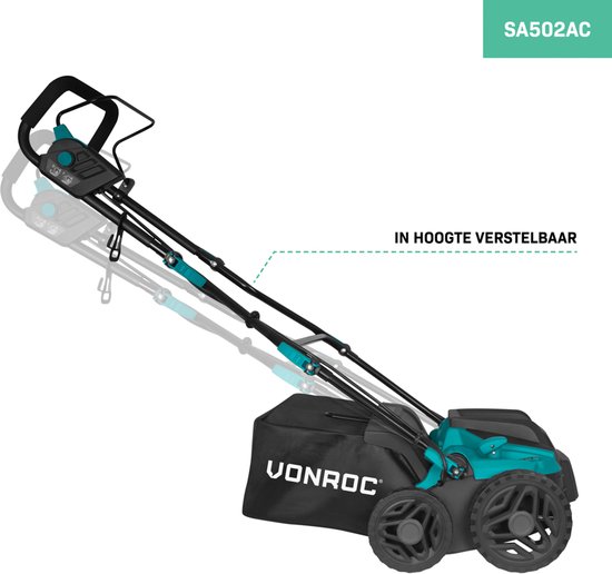 VONROC Elektrische verticuteermachine - 1500W - 36 cm maaibreedte - 45L