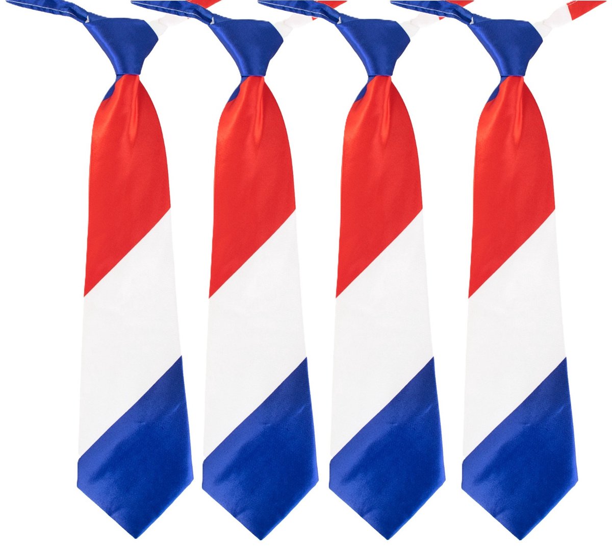 Stropdas Holland thema - 4x stuks - Nederlandse vlag - Koningsdag/supporters verkleed accessoires