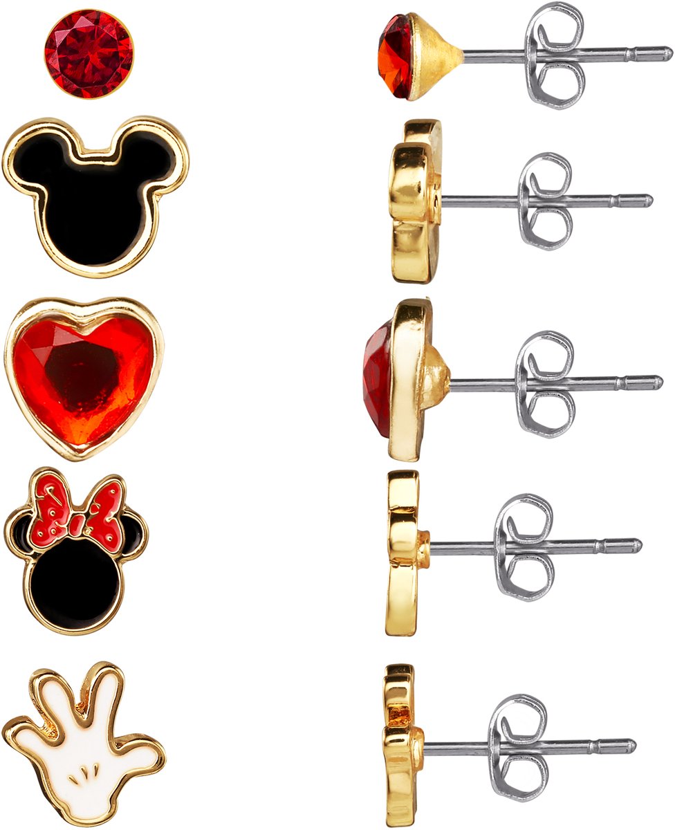 Disney Mickey & Minnie Mouse Multicoloured enamel Costume 5pc stud set