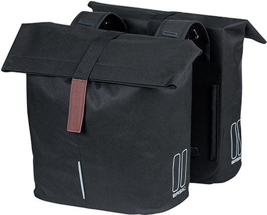Basil City - Dubbele fietstas - Zwart - 32 Liter - Waterafstotend - Reflectiedetails