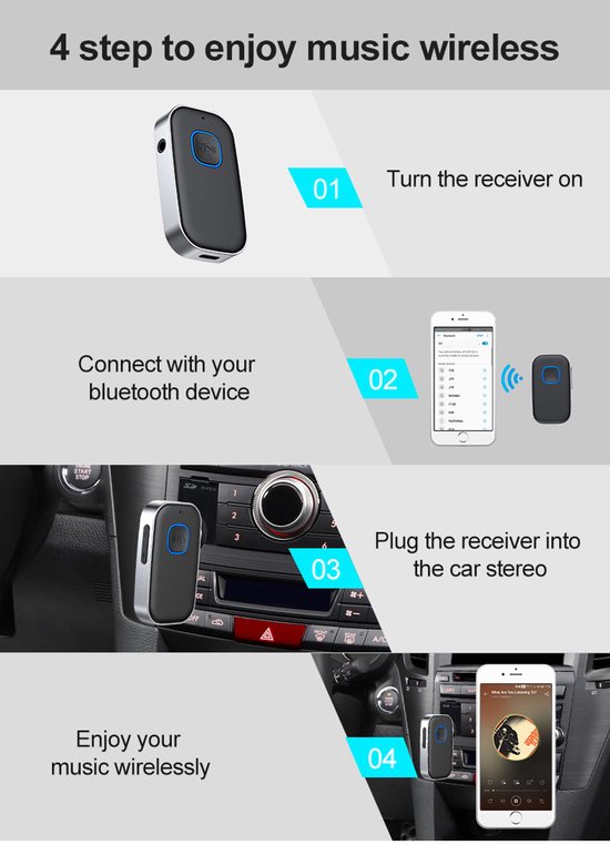 Bluetooth Receiver - BT 5.0 - 3.5MM AUX - 2 in 1 Bluetooth Receiver & Transmitter - Bluetooth Audio Receiver van Onbekend — afbeelding 2