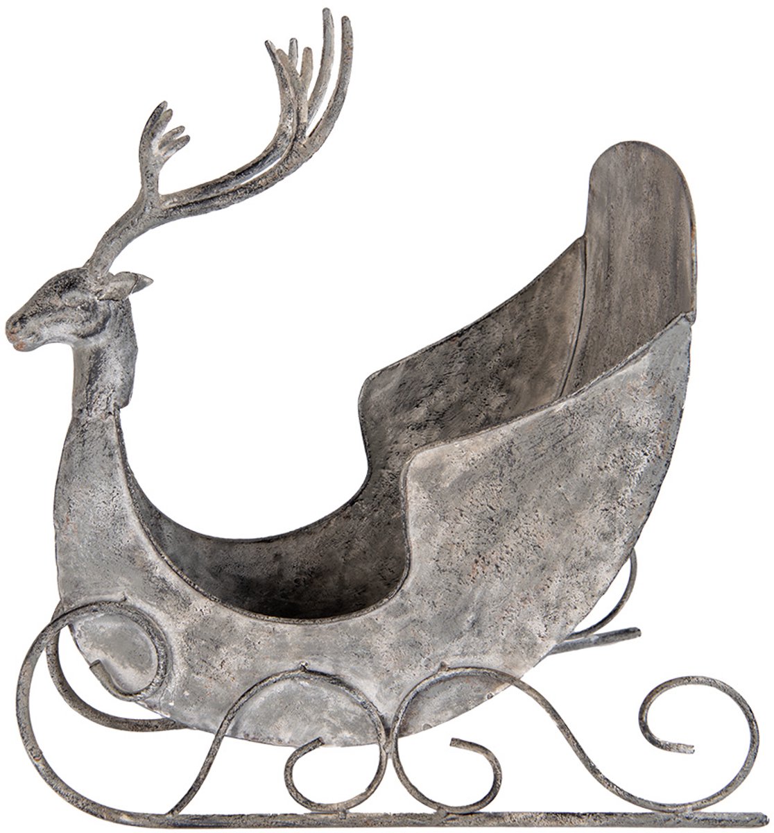 Decoratie Beeld Slee 44x34x47 cm Grijs Metaal Hert