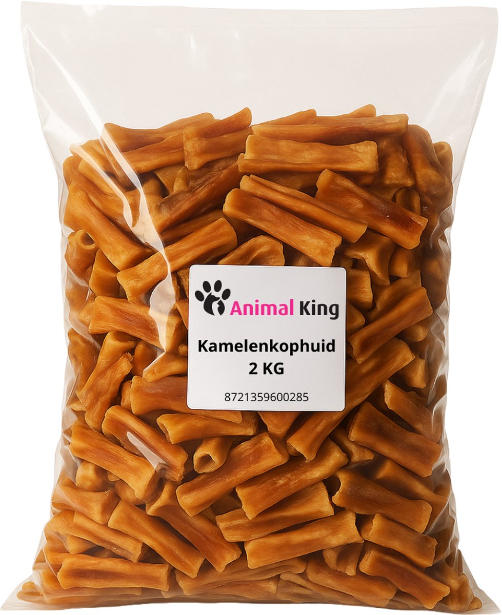 Animalking Kamelenkophuid voor Honden - Kophuid Hond - Hondensnacks Gedroogd - 1 KGAnimalking Kamelenkophuid voor Honden - Kophuid Hond - Hondensnacks Gedroogd - Hypoallergeen Hondensnack - 2 KG