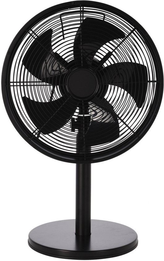 Tafelventilator zwart 40W 3 snelheden compact bureau rond 35x27x57 cm plastic bladen Koopman