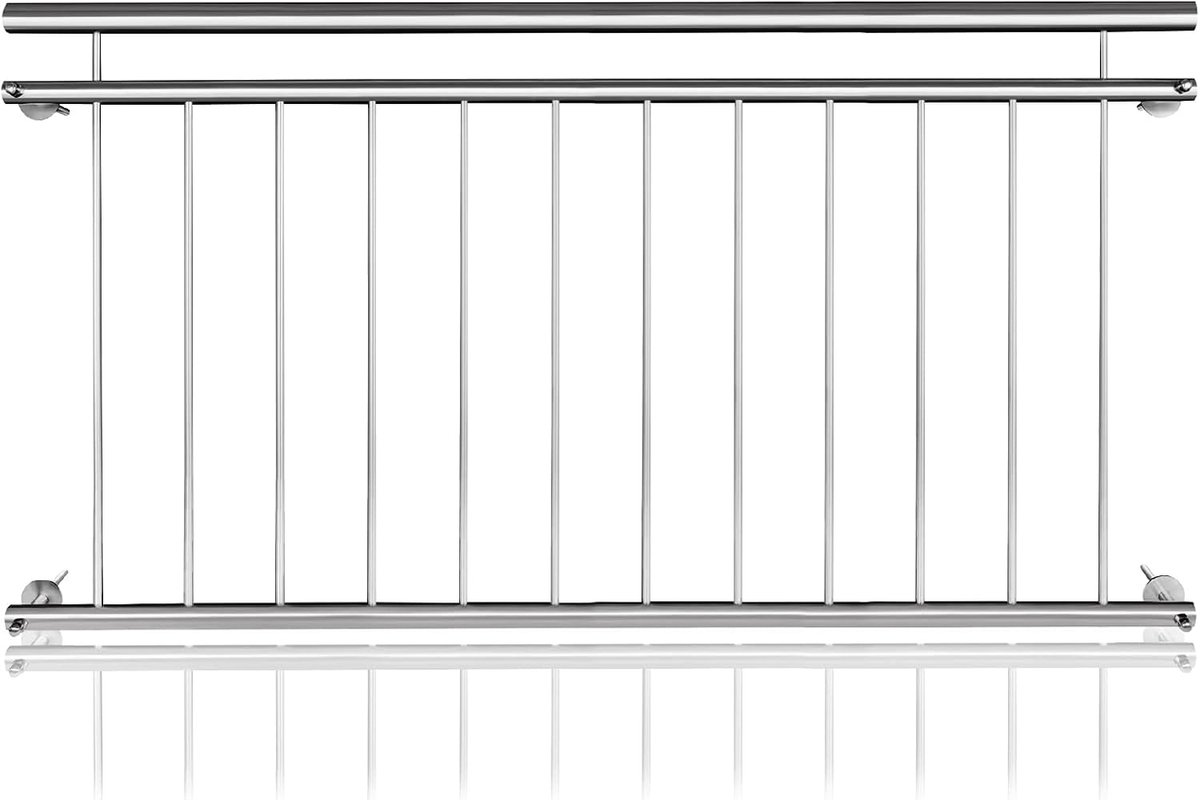 Aufun Frans Balkon Rvs Reling 156 X 90 Cm Terrasreling Met 12 Vulstaven, Balkonreling Balustrade Balustrade Raamreling Buiten Raamreling Raambescherming
