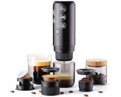 Draagbare espressomachine 12V - Oplaadbare, 3-in-1 koffiezetapparaat voor op reis - Compatibel met NS en DG capsules