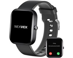 Nexvex® Deluxe Smartwatch voor Dames en Heren - Sporthorloge met Hartslagmeter - Bloeddrukmeter - Stappenteller - Sport Horloge met Belfunctie - Smart Watch Saturatiemeter - Zaklamp - Bluetooth Activity Tracker - Android/iOS - 2.0 Inch - Zwart