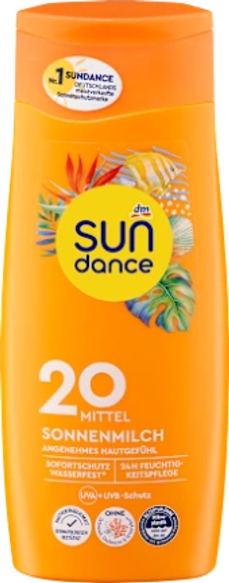 Zonnemelk SPF 20 - SUNDANCE | 1x 200 ml - Factor 20 | UVA+UVB Instant Bescherming - Vegan