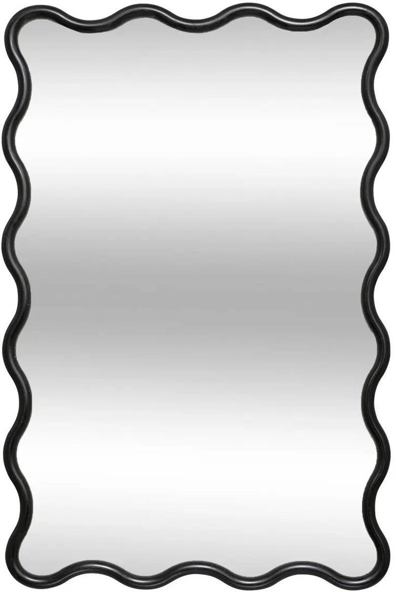 Atmosphera Wandspiegel Waves - zwart - 89 x 59 cm - kunststof/glas - hangspiegel - ophangbaar