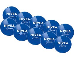 NIVEA Crème Blik mini- Voor Gezicht, Handen en Lichaam - 48H Hydratatie - Bodycrème - Voordeelverpakking - reisformaat - 10 x 30 ml