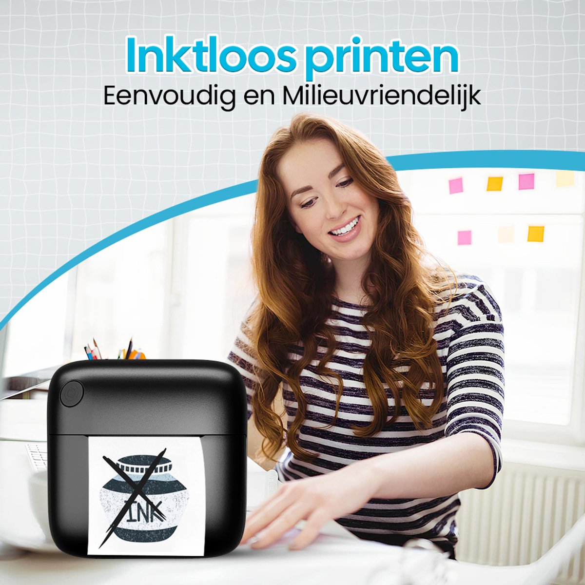 Gatson Mini Printer - 300DPI - Inclusief 14 Rollen Papier (Sticker, Normaal & Kleur) + 5 pennen - Mini Printer voor Mobiel - Pocket Printer - Mobiele Fotoprinter - Schoolspullen - Journaling Producten — afbeelding 3