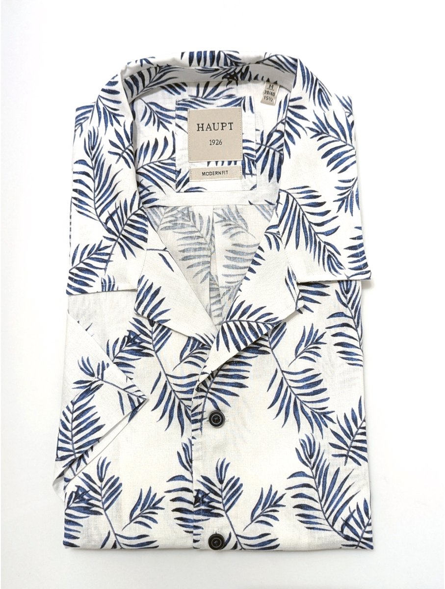 Haupt shirt korte mouw print kampkraag