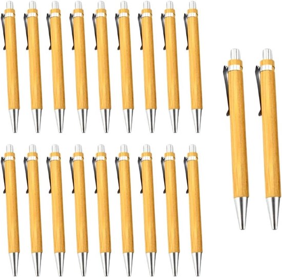 Lot de 20 stylos à bille en bois de bambou - Personnalisables et écologiques - Outil d'écriture idéal pour le bureau - Cadeau Perfect pour les amis