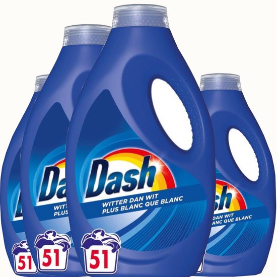 Dash Vloeibaar Wasmiddel Witter dan Wit - 4 x 51 Wasbeurten - Voordeelverpakking