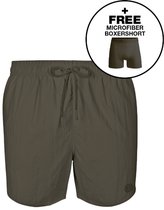 Muchachomalo Heren Zwembroek - 1 Pack + Boxershort - Maat L - Legergroen - Mannen Zwembroek