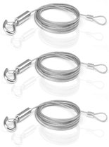 Staalkabel - 3 stuks - RVS Enkele haak - 2m*1.5mm - Duurzaam - Buiten en binnen - Flexibel en duurzaam - Voor Tenttouw, Waslijnen & Buitenverlichting