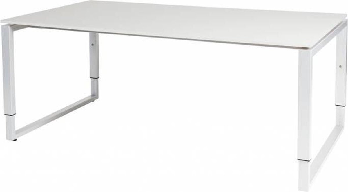Vergadertafel - Verstelbaar - 180x100 wit - wit frame