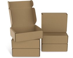 Verpakking van 20 verpakkingsdozen, vouwdozen, verzenddozen van golfkarton, gemakkelijk opvouwbaar, stabiele structuur, voor verzending, verhuizing, opslag, geschenkverpakking - bruin - 15 x 10 x 4 cm