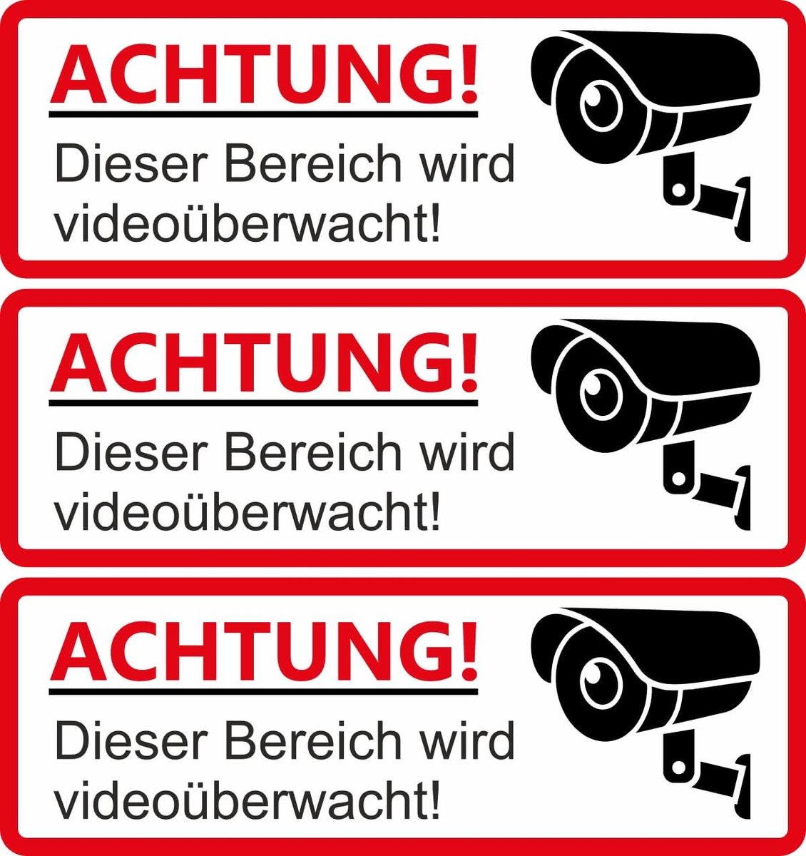 Videobewaking Waarschuwingsbord - Inbraakbeveiliging Sticker voor Camerasystemen - 3 x 10 cm