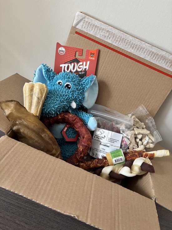 Honden snack cadeau box - Snackbox L - Grote hond adult - Natuurlijke ingrediënten